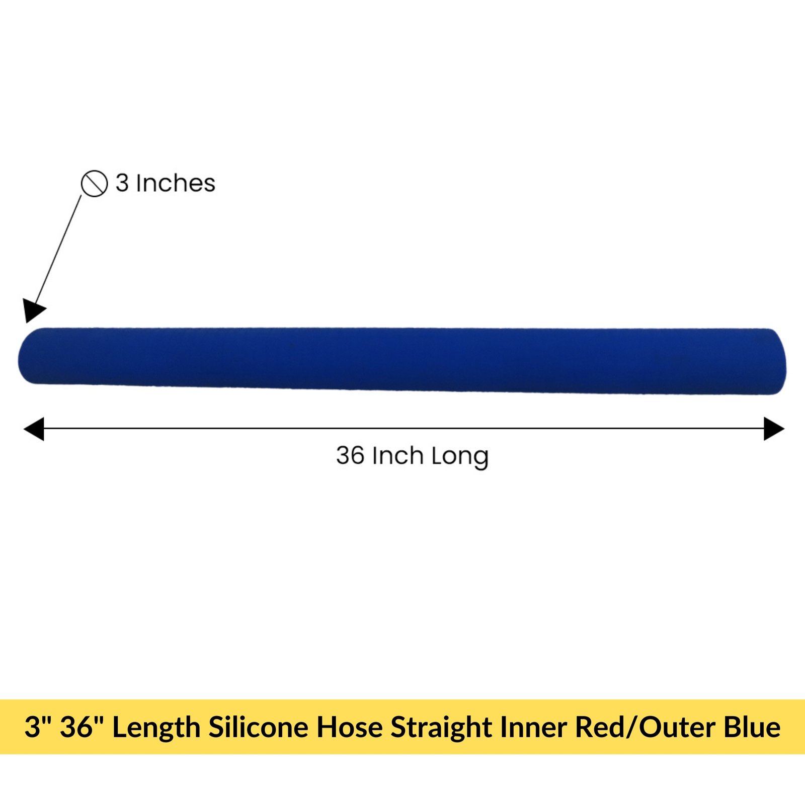 3" 36" Length Silicon Hose Straight Inner Red/Outer Blue