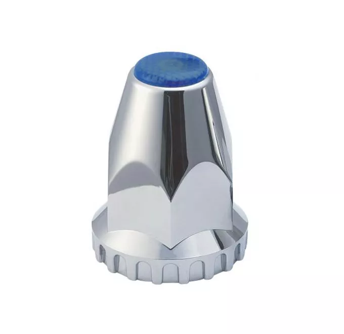Lug Nut Cover, ABS Chrome Plastic, 33mm X 2-7/8" Blue Top,Screw On