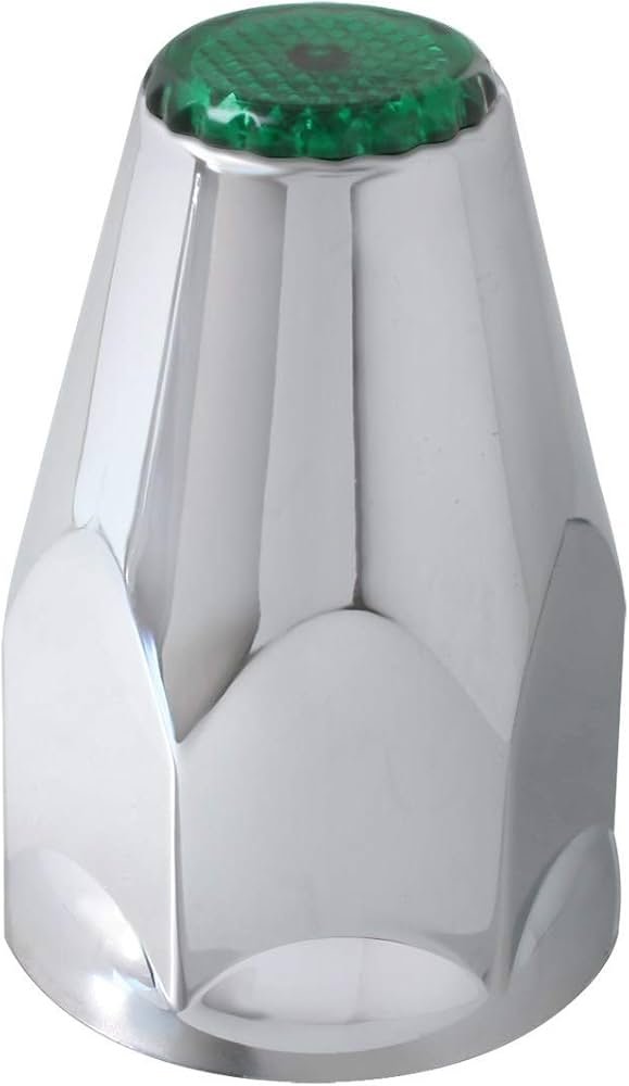 Lug Nut Cover, ABS Chrome Plastic, Green Top, 33mm X 2-7/8" Green Top,Screw On