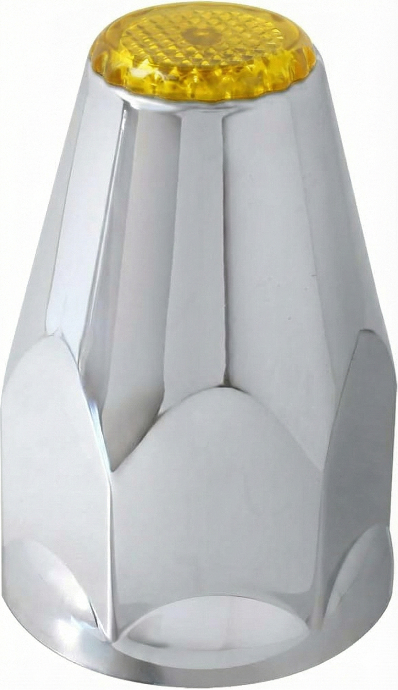 Lug Nut Cover, ABS Chrome Plastic, Yellow Top, 33mm X 2-7/8" Yellow Top,Screw On