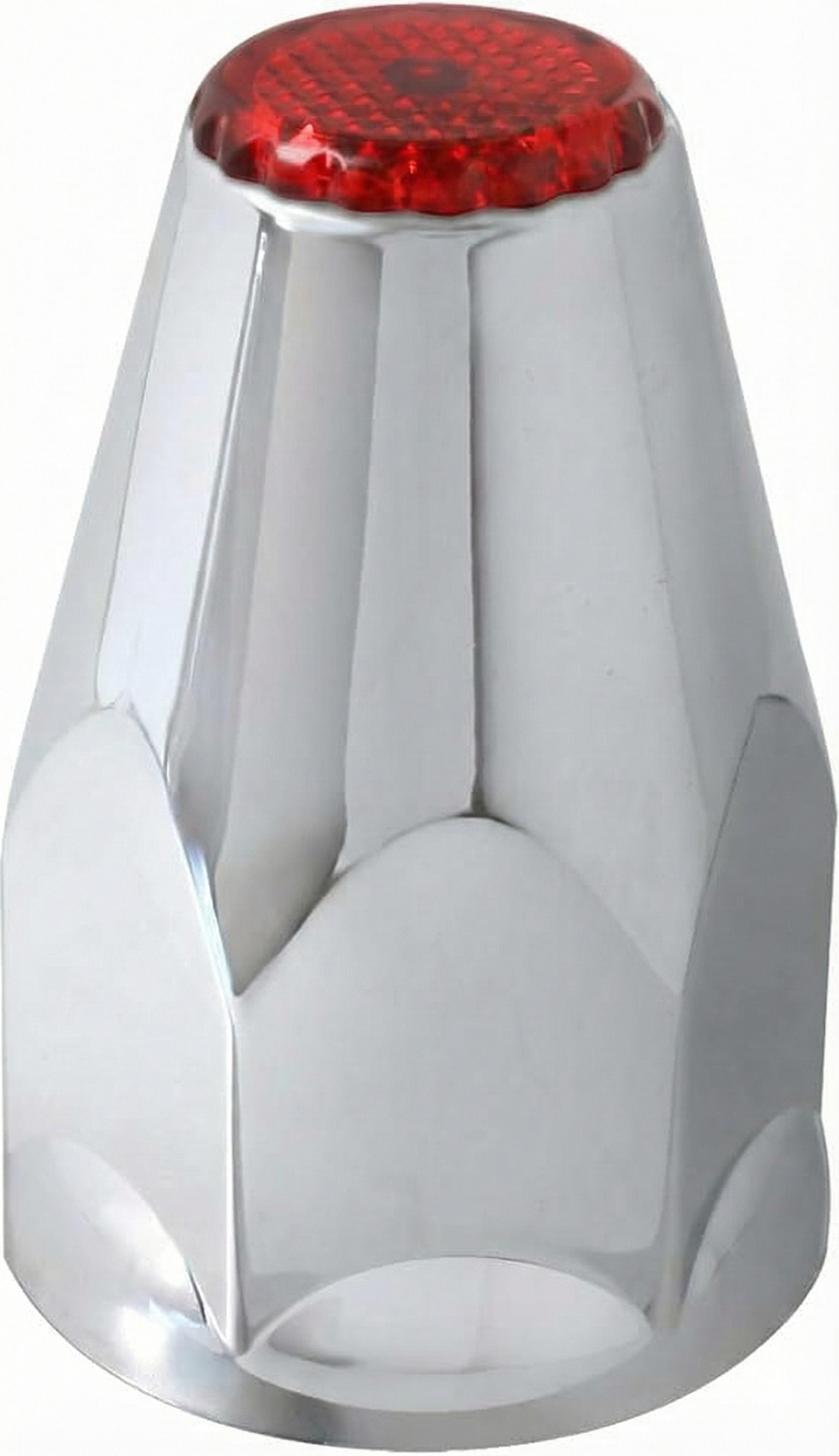 Lug Nut Cover, ABS Chrome Plastic, Red Top, 33mm X 2-7/8" Red Top,Screw On